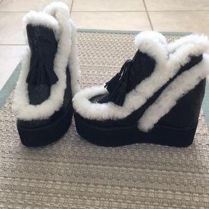 Lucky Brand Boots 39/9 Black Sequin Faux F…